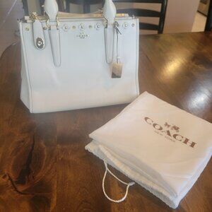 Coach white leather bag with florets